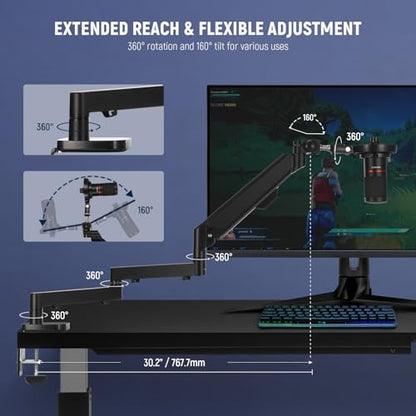 NEEWER Low Profile Mic Arm Desk Mount, 360° Swivel Boom Arm with Pneumatic Damping Adjustable, Cable Management, Compatible with Shure MV7 SM7B Blue Yeti Gaming Streaming Podcast Microphone, MS002 | Boom Arm, Adjustable, Cable Management, Compatible with