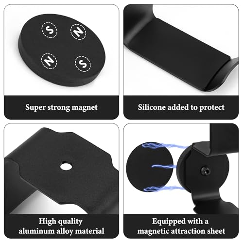 GEEKRIA Dual Magnetic Headphone Holder, Aluminum Headset Hook with Strong Magnet, Desk Mount Headphone Hanger, Non-Slip Rubber Pad, Holds 2 Headphones, Gaming & Office (Black) - style: Two Seater