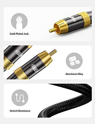 EMK Digital Coaxial Cable OFC Core HiFi SPDIF Coax Audio Cable 75-Ohm RCA Male to Male for Subwoofer, TV, Apm-Black (15ft/4.6m) - size: 15ft/4.6m