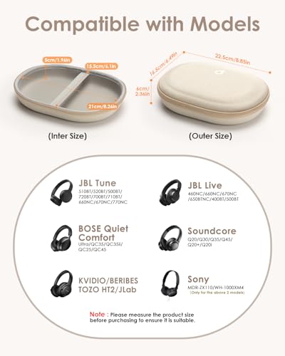 Headphone Case Hard for Bose QuietComfort Ultra QC45 QC35 QC25 QC15 QCSE - color: Beige