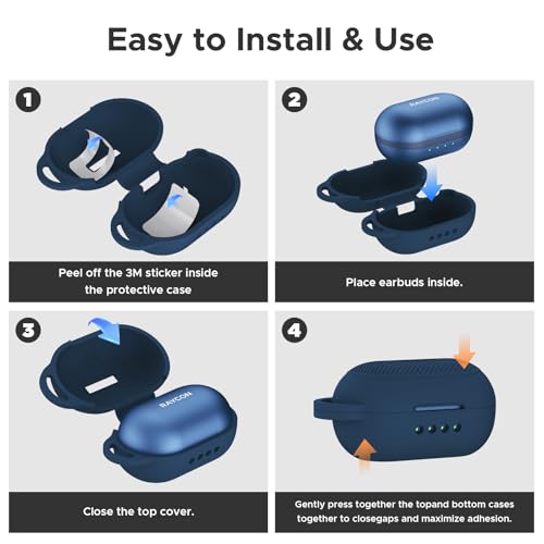 Soft Silicone Case for Raycon Everyday Classic Earbuds with Keychain&Cleaning Pen kit,Anti-Scratch Shockproof Protective Case Cover for Raycon Everyday Classic Earbuds Charging Case (Dark Blue) - color: Dark Blue