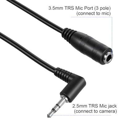 Xthrotsenk 2 Pack 2.5mm to 3.5mm Adapter Headphone Jake Right Angle Adapter 6" Connector Cable Cord for Radios Smartphone Headset Earphone Convert to 2.5mm Jack for Telephone Cordless Recorder Camera