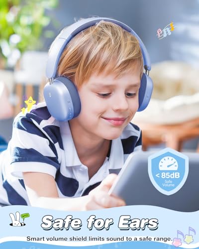 Wentronic Kids Headphones Wireless Bluetooth 5.4,Foldable Over Ear Headphones with 3.5mm Wired Mode,Safe Volume Limit,48H Playtime,Clear Calls,HD Sound for Toddlers/Children/School/Travel,Blue - color: Blue