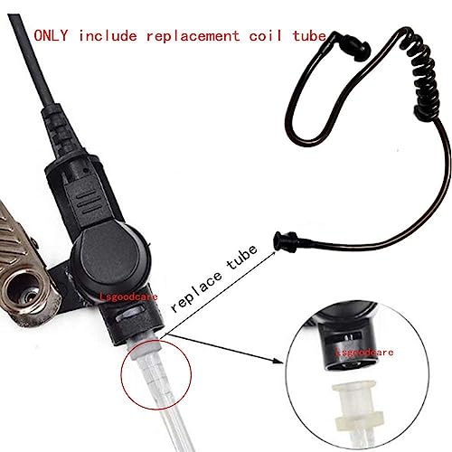 Lsgoodcare 10Pcs Replacement Acoustic Coil Audio Tube with Radio Earbuds Black Compatible for Motorola Kenwood Icom Two Way Radio Acoustic Tube Earpiece