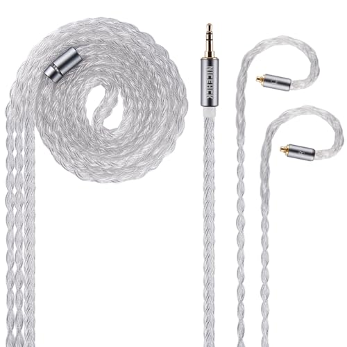 NICEHCK IcyMoon 3.5mm Single-End MMCX IEM Upgrade Cable | 16-strand OCC silver plated OFC wire, silver aluminum alloy fittings, fits MMCX IEM & 3.5mm portable HiFi players - size: 3.5mm with MMCX