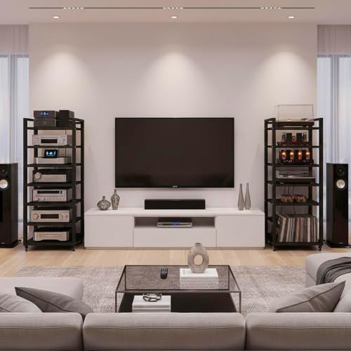 7-Tier Heavy Duty Audio Component Rack, Stereo Rack AV Media Stand Cabinet - color: C