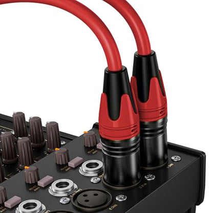 XLR Cable 6.6ft 2 Packs - Premium Balanced Microphone Cable with 3-Pin XLR Male to Female Mic Speaker Cable, Red, Pure Copper and Plated Conductors - color: Red, size: 6.6 FT, 2Packs