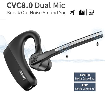 Conambo Bluetooth Headset V5.2 Wireless Bluetooth Earpiece with 750mAH Charging Case 80Hrs Talktime Wireless Headset with CVC8.0 Dual Mic Noise Canceling for iPhone Cellphone Trucker Work