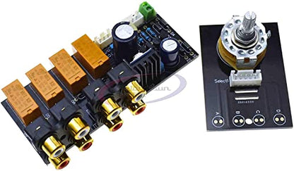 RCA Audio Switch Input Selection Board Lotus Seat Stereo Relay 4-Way Audio Input Signal Selector Switching Amplifier DIY