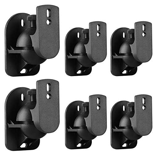 TNP Universal Satellite Speaker Wall Mount Bracket Ceiling Mount Clamp with Adjustable Swivel and Tilt Angle Rotation for Home Theater Surround Sound System Satellite Speakers - 6 Pack, Black - color: Black, size: 6 Pack