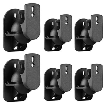 TNP Universal Satellite Speaker Wall Mount Bracket Ceiling Mount Clamp with Adjustable Swivel and Tilt Angle Rotation for Home Theater Surround Sound System Satellite Speakers - 6 Pack, Black - color: Black, size: 6 Pack