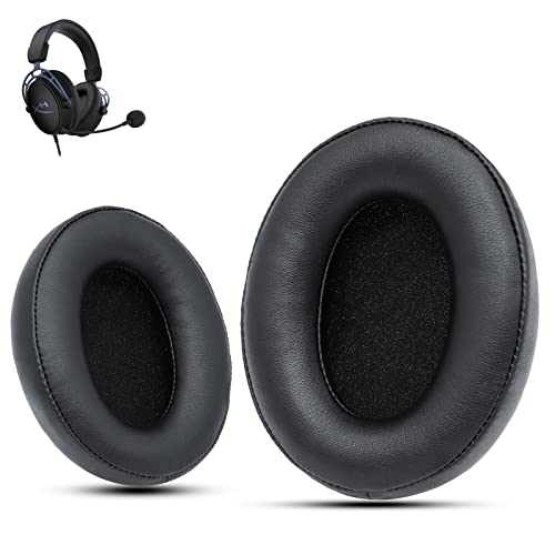 Replacement Earpads for HyperX Cloud 2, Hyper X Cloud Parts for HyperX ALPHA/1/2/WIRELESS/ALPHA S/CORE/Stinger/Flight/Mix, Soft Leather & Memory Foam - style: Leather