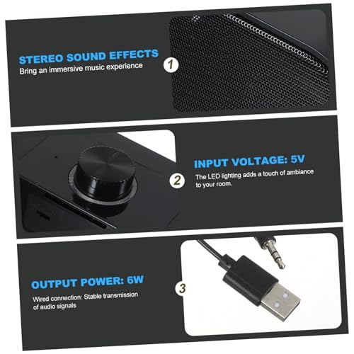 ARTIBETTER Soundbar Speaker Led Lighting Volume Wired Connection Compatible Tablets and Computers for Desktop Use and Home Audio Setup