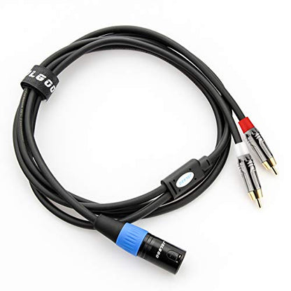JOLGOO 언밸런스 듀얼 RCA to XLR 수 Y 스플리터 패치 마이크 케이블, XLR 수 1개 - 2 RCA 수 Y 어댑터 코드 케이블, 1.8m(6.6피트) - size: 6.6 Feet, style: 듀얼 RCA 수 - XLR 수