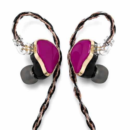 Hi-Fi Wired In-Ear Monitor Headphones, Detachable Cable IEM Earbuds with Ergonomic Noise Isolating Design, 3.5MM Earphones Clear Sound for Music, Gaming, Studio Monitoring & Audiophiles (Without Mic) - color: Rose