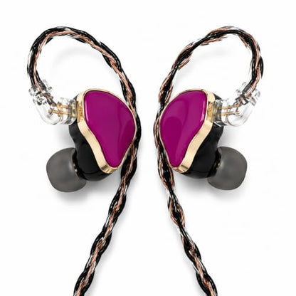 Hi-Fi Wired In-Ear Monitor Headphones, Detachable Cable IEM Earbuds with Ergonomic Noise Isolating Design, 3.5MM Earphones Clear Sound for Music, Gaming, Studio Monitoring & Audiophiles (Without Mic) - color: Rose