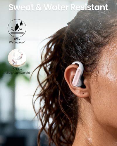 LEEMC Wireless Earbuds, Bluetooth Headphones 6.0, Ear Buds with Touch Screen, ANC ENC Noise Cancelling, 40H Bass Stereo Sound Over-Ear Earphones for iOS, Android, Sports,Workout, Rosegold