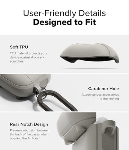 Ringke Onyx Magnetic for AirPods 4 Case [Compatible with MagSafe] Oil & Dirt Resistant Feels Good in The Hand Non-Slip Lightweight Cover with Carabiner - Warm Gray - color: Warm Gray, size: AirPods 4