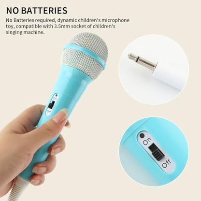Wired Microphone, No Batteries Required, Plug & Play with 3.5mm Jack for Singing Machines, Portable Mic Gift for Girls/Boys Kids Singing Mechine(Color:Blue)