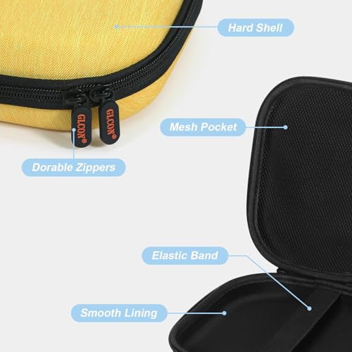 Hard Shell Headphone Case, Vibrant Travel Carrying Pouch Bags | Compatible with JBL, Sony, Bose, Soundcore Headphones, Shockproof EVA, Mesh Pocket, Carabiner - color: Yolk-Yellow