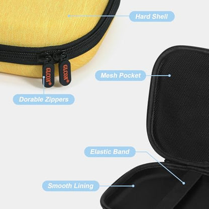 Hard Shell Headphone Case, Vibrant Travel Carrying Pouch Bags | Compatible with JBL, Sony, Bose, Soundcore Headphones, Shockproof EVA, Mesh Pocket, Carabiner - color: Yolk-Yellow
