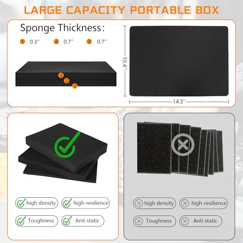 15 Inch Hard Carrying Storage Case | Ideal for Microphone & Camera Gear Transportation, DJ Mixer Case with Customizable Pre-Diced Foam, 15 X 11 X 4.3 Inch, Black - size: Inner：14.5''X 10.5 X 5.5''