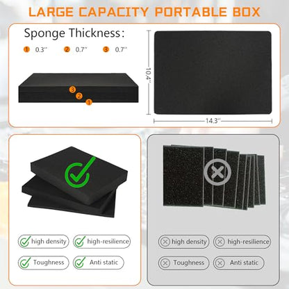 15 Inch Hard Carrying Storage Case | Ideal for Microphone & Camera Gear Transportation, DJ Mixer Case with Customizable Pre-Diced Foam, 15 X 11 X 4.3 Inch, Black - size: Inner：14.5''X 10.5 X 5.5''