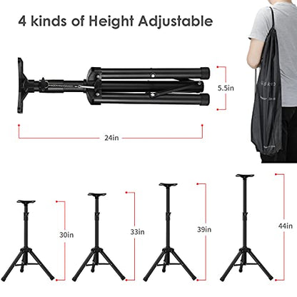 Heavy Duty PA & DJ Speaker Stand - Adjustable Height 30" to 44" Steel, Carry Bag