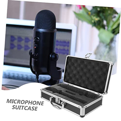 Black Microphone Carrying Case with Rigid Padding Interior