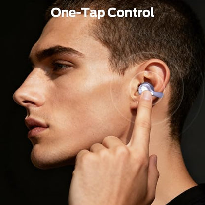 Monster Open Ear AC225 Headphones, Bluetooth 6.0 Wireless Earbuds, Stereo Sound, Lightweight Comfort Clip-On Earbuds with ENC Mic for Clear Calls, 36H Playtime, Touch Control, IPX6 Waterproof, Purple