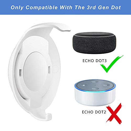Echo Dot 3rd Gen Wall Mount, No-Drill Adhesive Holder with Cable Management | Sticking Tape or Screw Mount, Space-Saving Accessories for Bedroom, Kitchen, Bathroom, White - color: White