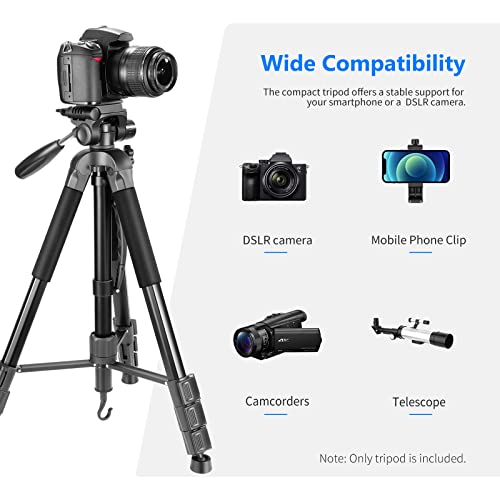 NEEWER Portable Aluminum Alloy Camera 2 in 1 Tripod Monopod Max. 70"/177cm with 3 Way Swivel Pan Head and Carrying Bag for DSLR, DV Video Camcorder (SAB264, Black) - style: SAB264/Black