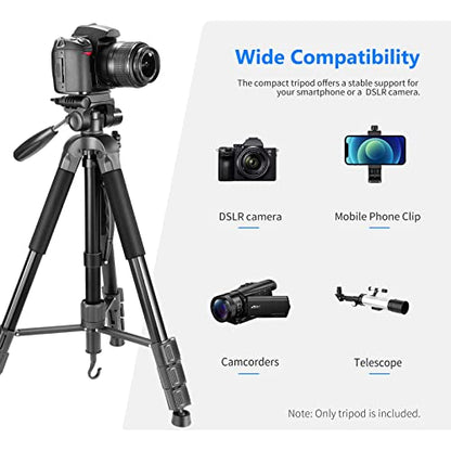 NEEWER Portable Aluminum Alloy Camera 2 in 1 Tripod Monopod Max. 70"/177cm with 3 Way Swivel Pan Head and Carrying Bag for DSLR, DV Video Camcorder (SAB264, Black) - style: SAB264/Black
