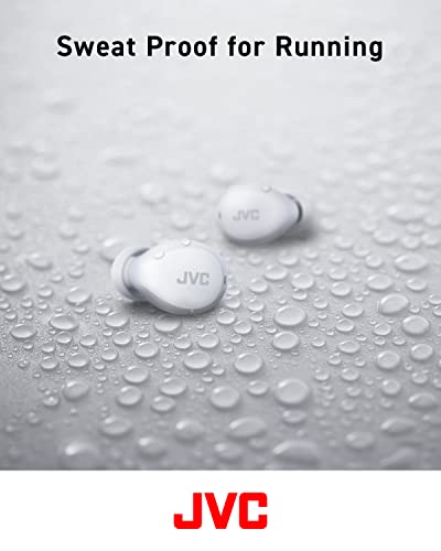JVC Compact and Lightweight Gumy Mini True Wireless Earbuds Headphones, Long Battery Life (up to 23 Hours), Sound with Neodymium Magnet Driver, Water Resistance (IPX4) - HAA6TW (White) - color: White, size: Compact