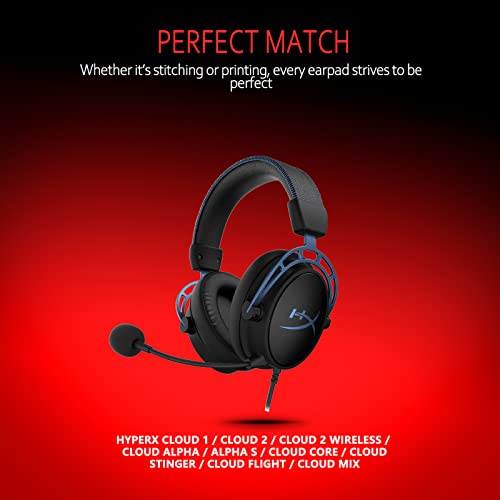 Replacement Earpads for HyperX Cloud 2, Hyper X Cloud Parts for HyperX ALPHA/1/2/WIRELESS/ALPHA S/CORE/Stinger/Flight/Mix, Soft Leather & Memory Foam - style: Leather