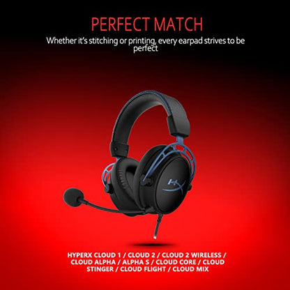 Replacement Earpads for HyperX Cloud 2, Hyper X Cloud Parts for HyperX ALPHA/1/2/WIRELESS/ALPHA S/CORE/Stinger/Flight/Mix, Soft Leather & Memory Foam - style: Leather