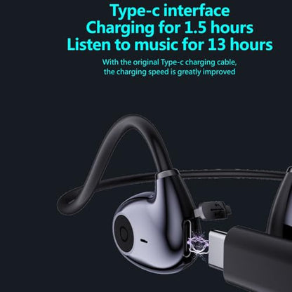 IHAO Air Conduction Wireless Bluetooth Headphones-Open-Ear Design Lightweight & Pain-Free Sweatproof Sport Headphones with Mic Earphone Ideal for Running Cycling and Sports-F805 Black - color: F805 Black