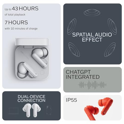 CMF Buds Pro 2 Wireless Earbuds with Smart Dial, 50dB Hybrid Noise Cancelling Earbuds Wireless Bluetooth 5.3, 11mm Bass with LDAC, 6 Hi-Res Audio Mics, 43H Playtime, Fast Charging Case, Orange - color: Orange