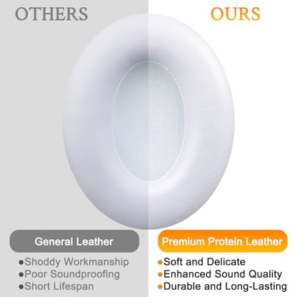 SOULWIT Replacement Ear Pads Cushions for Monster Beats Studio 1.0 (1 st Gen) Headphones by Dr. Dre (Do Not Fit Studio 2 and Studio 3), Earpads with Soft Protein Leather (White) - color: White