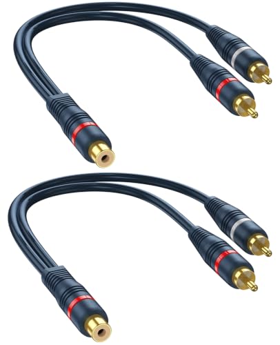 RCA Splitter 1 Female to 2 Male 2 Pack, RCA Y Splitter Audio Cable Split
