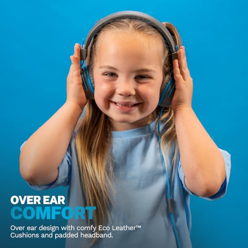 JLab, JBuddies Studio, Kids Wired on-Ear Headphones, Bundle with USB-C Adapter, Volume limiting, Foldable, Grey/Blue - color: Grey / Blue, size: Bundles