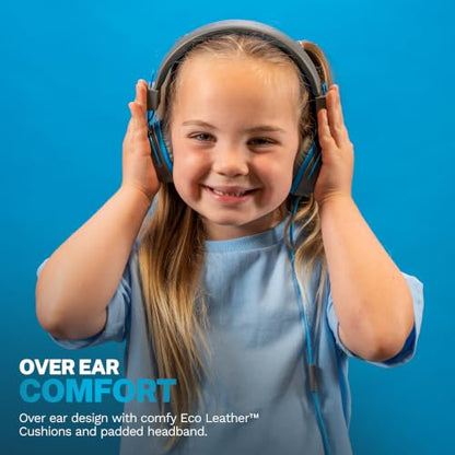 JLab, JBuddies Studio, Kids Wired on-Ear Headphones, Bundle with USB-C Adapter, Volume limiting, Foldable, Grey/Blue - color: Grey / Blue, size: Bundles
