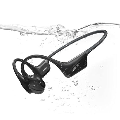 Bone Conduction Headphones, IP68 Waterproof Swimming Headphones Wireless Bluetooth 5.4, Skin Friendly Silicone, 32GB MP3 Mode, Sport Open Earphones for Underwater, Running, Cycling (Black)