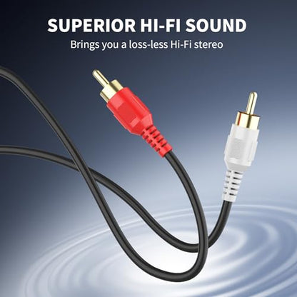 RCA Cable 65ft,2RCA M/M Stereo Audio Cable [24K Gold Plated | Copper Core] 2RCA Male to 2RCA Male.for Home Theater, HDTV, Amplifiers, Hi-Fi Systems,Speakers - size: 65ft