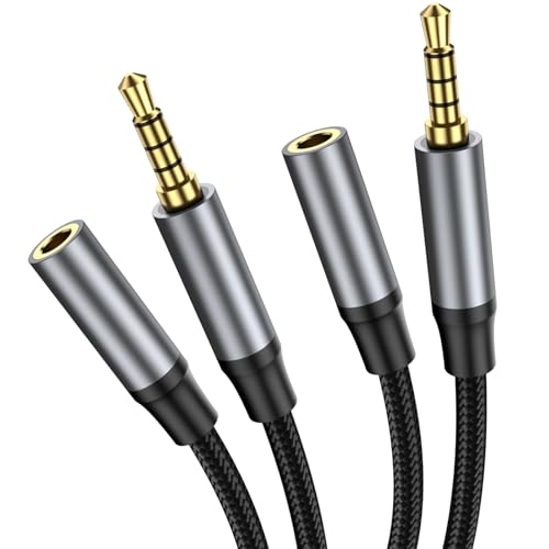 3.3FT 3.5mm TRRS Headphone Extension Cable, 2Pack 4 Pole Male to Female Stereo Audio Cord Extension Cable Nylon Braided for Headphones, Car Stereos, Phones and Speakers. - size: 3.3FT+3.3FT