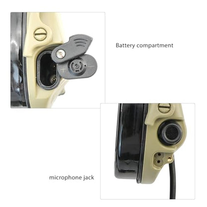 TAC300 Noise Cancelling Tactical Headset, Detachable Headband, 2Pin PTT for Airsoft Hearing Protection - color: Tan