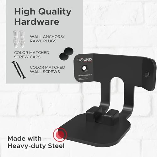 Sound Bass ONE Corner Wall Mount Bracket - Low Profile, Black, Single (1pc) | Compatible with Sonos ONE, ONE Gen 2, ONE SL & PLAY1 Speaker, Fixed Position, Single (1pc), Designed In The UK - color: Black