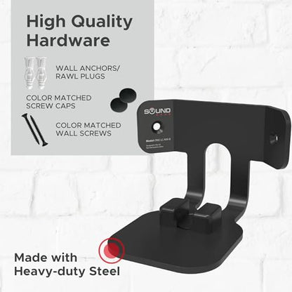 Sound Bass ONE Corner Wall Mount Bracket - Low Profile, Black, Single (1pc) | Compatible with Sonos ONE, ONE Gen 2, ONE SL & PLAY1 Speaker, Fixed Position, Single (1pc), Designed In The UK - color: Black
