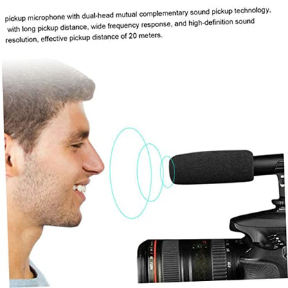 Mikinona Professional Camera Microphone for DSLR Camcorder with Long Pickup Distance Up to High-Definition Stereo Sound Cable Hot Shoe and Screw Mount for Interview Recording and Live