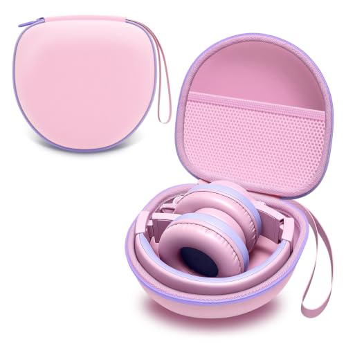 Kids Headphones Case for Folding Headphone, Pink+Purple Edge (Case Only) | Compatible with iClever BTH12/HS19/BTH26/JoySpark-T5/Candy Bila BH03/EarFun/IMYB/MIDOLA MD-B01/noot Products Kids Headphones - color: Pink+Purple Edge